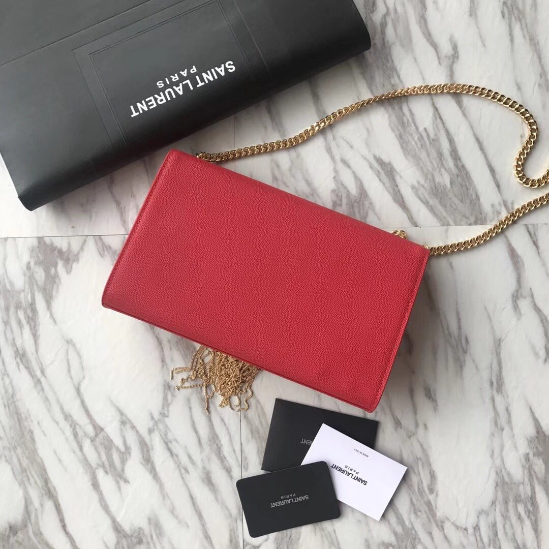 ysl caviar leather chain bag rose Red - Image 2