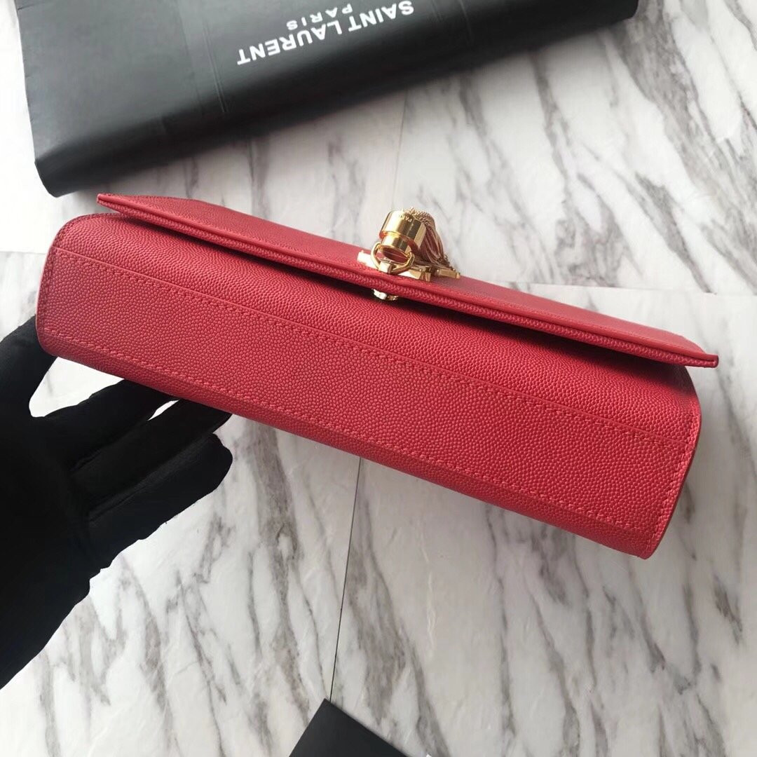 ysl caviar leather chain bag rose Red - Image 6