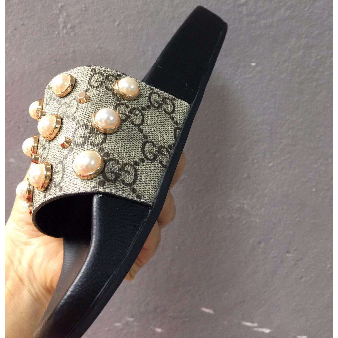 Gucci GG Slides With Pearls - Image 5