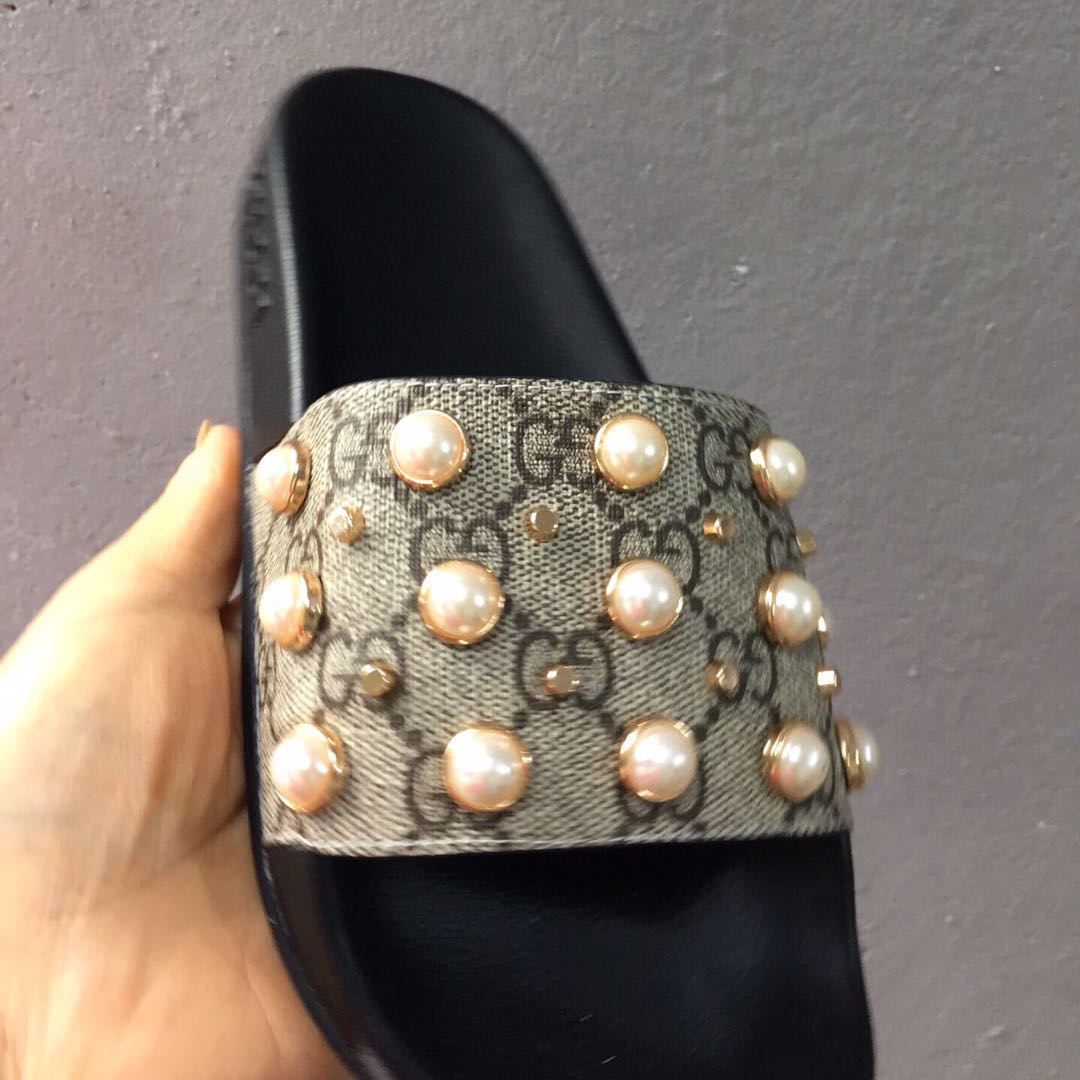 Gucci GG Slides With Pearls - Image 6