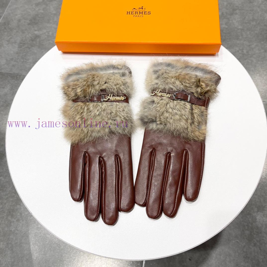 Hermes 2023 ? Autumn and winter lazy rabbit fur sheepskin gloves for mobile phone touch scret58m9t1h - Image 6