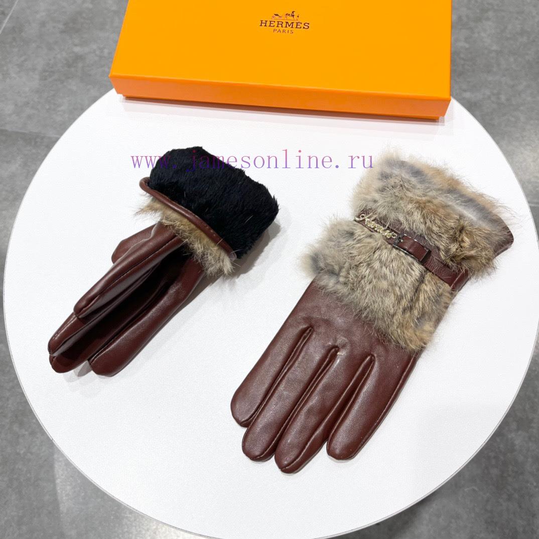 Hermes 2023 ? Autumn and winter lazy rabbit fur sheepskin gloves for mobile phone touch scret58m9t1h - Image 8