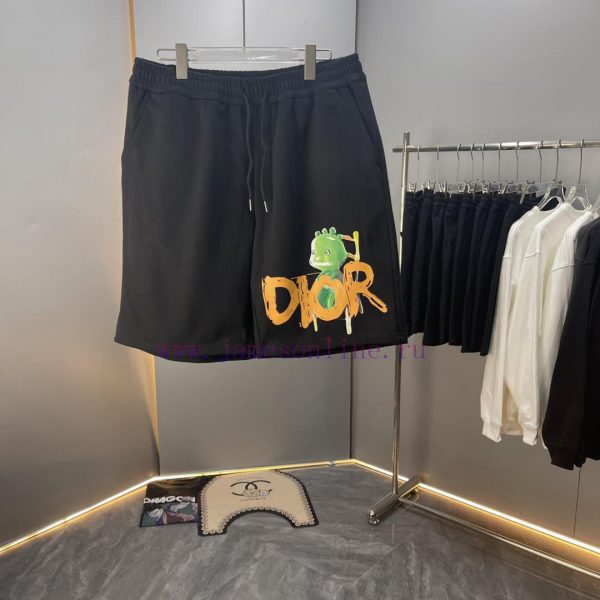 High quality Dior 2024 SS spring/summer pure cotton fabric shorts 420g, cartoon letter logo s1kemrqj