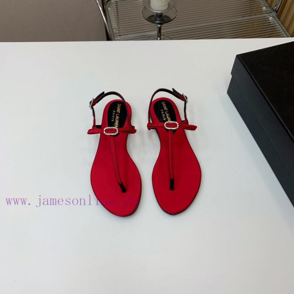 SAINT LAUREN * Silk Diamond Button Flat Sandals The entire design, including metal products u4m9m8m1