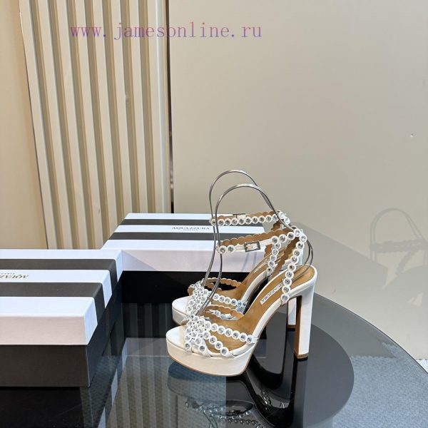 The Aquazzura 2024 classic high-heeled waterproof platform rhinestone sandals are truly beauq7mntvui