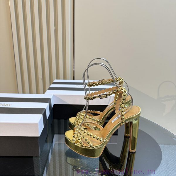 The Aquazzura 2024 classic high-heeled waterproof platform rhinestone sandals are truly beauq90gt50a