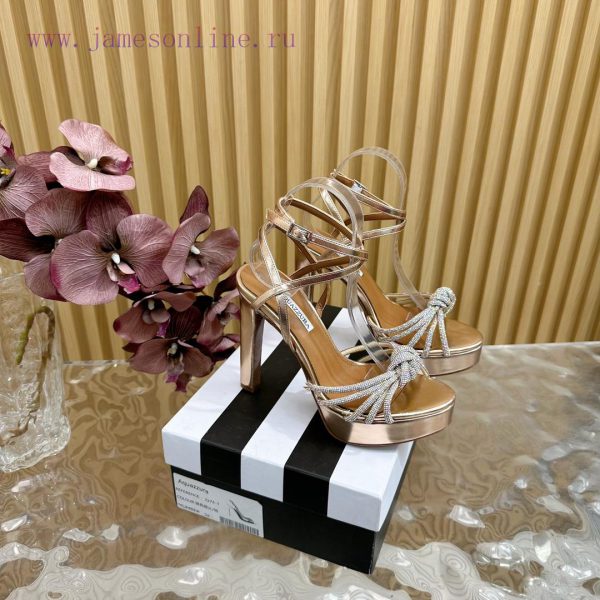 Aquazzura 2024 New Top Pineapple Women's Crystal Twisted Flower Water Platform Dragging Highbny81qqu