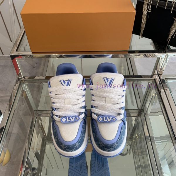Louis Vuitton 2024 new denim LV Trainer chubby couple's bread shoes casual sports shoes boart1tk9me7
