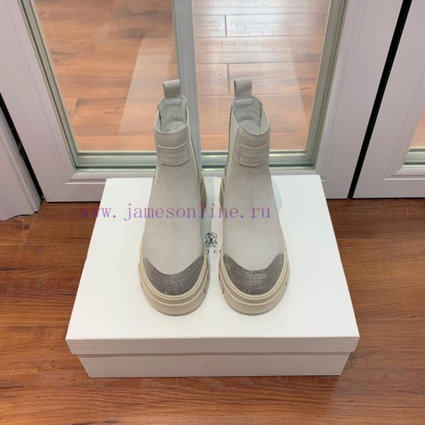 BRUNELL * CUCINELL * One foot short boot material upper made of cow suede sheepskin lining, quctxa7j