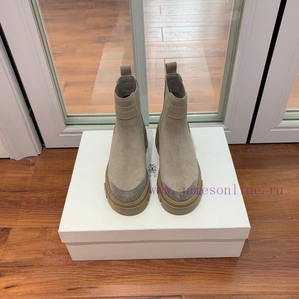 BRUNELL * CUCINELL * One foot short boot material upper made of cow suede sheepskin lining, hbvronn7