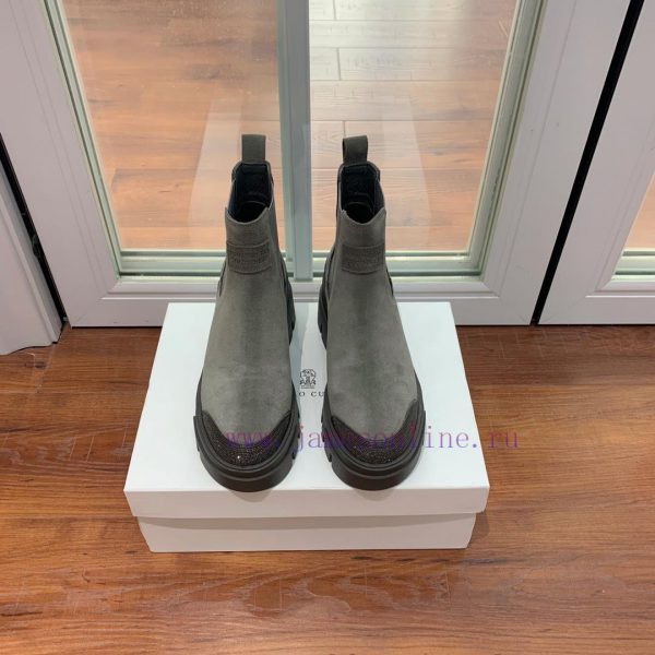 BRUNELL * CUCINELL * One foot short boot material upper made of cow suede sheepskin lining, 2cl9vxc4