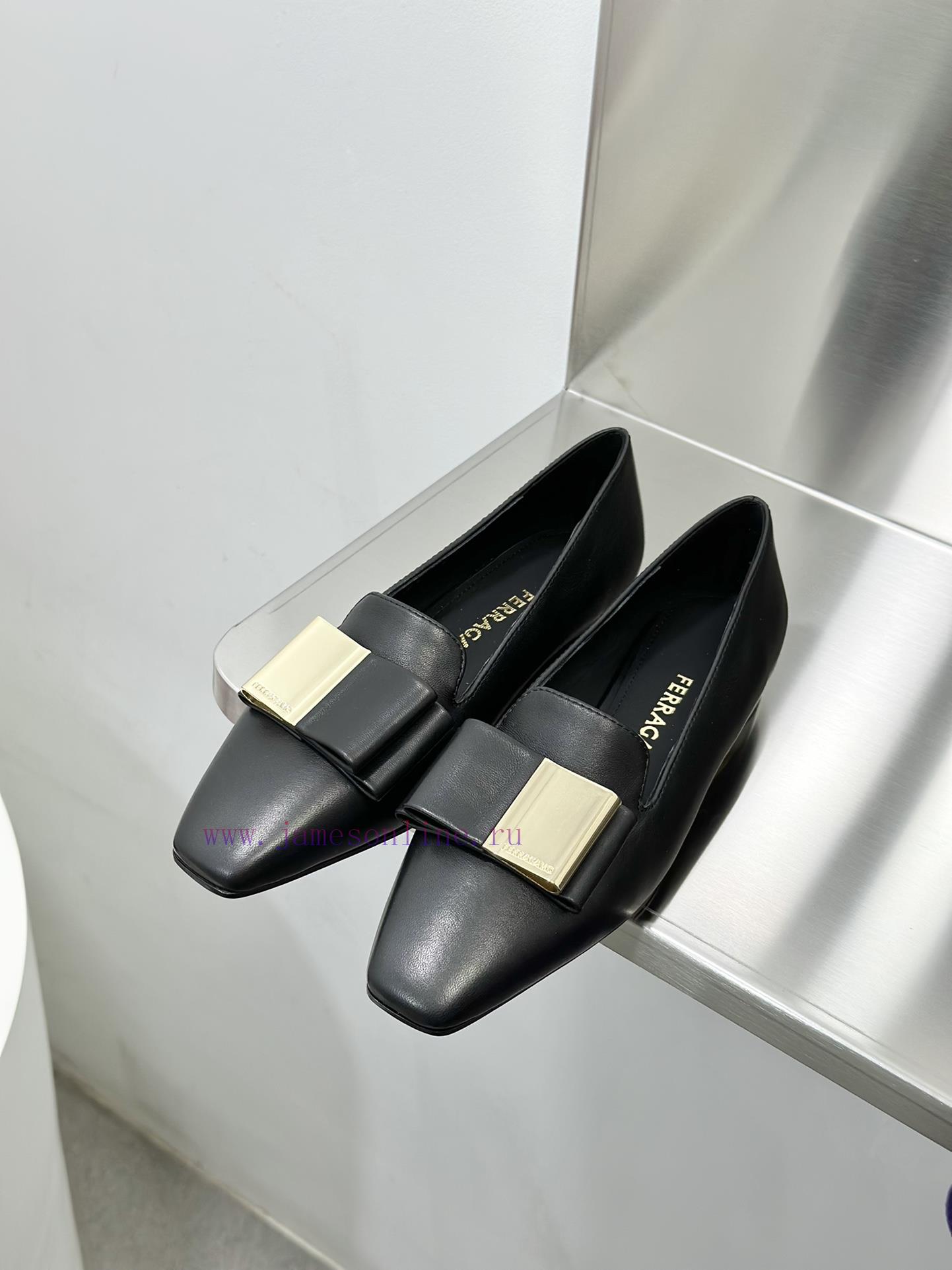 SF salvatore Ferraga * o ️ Ferra * Mu Shuang Butterfly Bow Cylindrical Thick Heel High Heel l63o45gz - Image 2