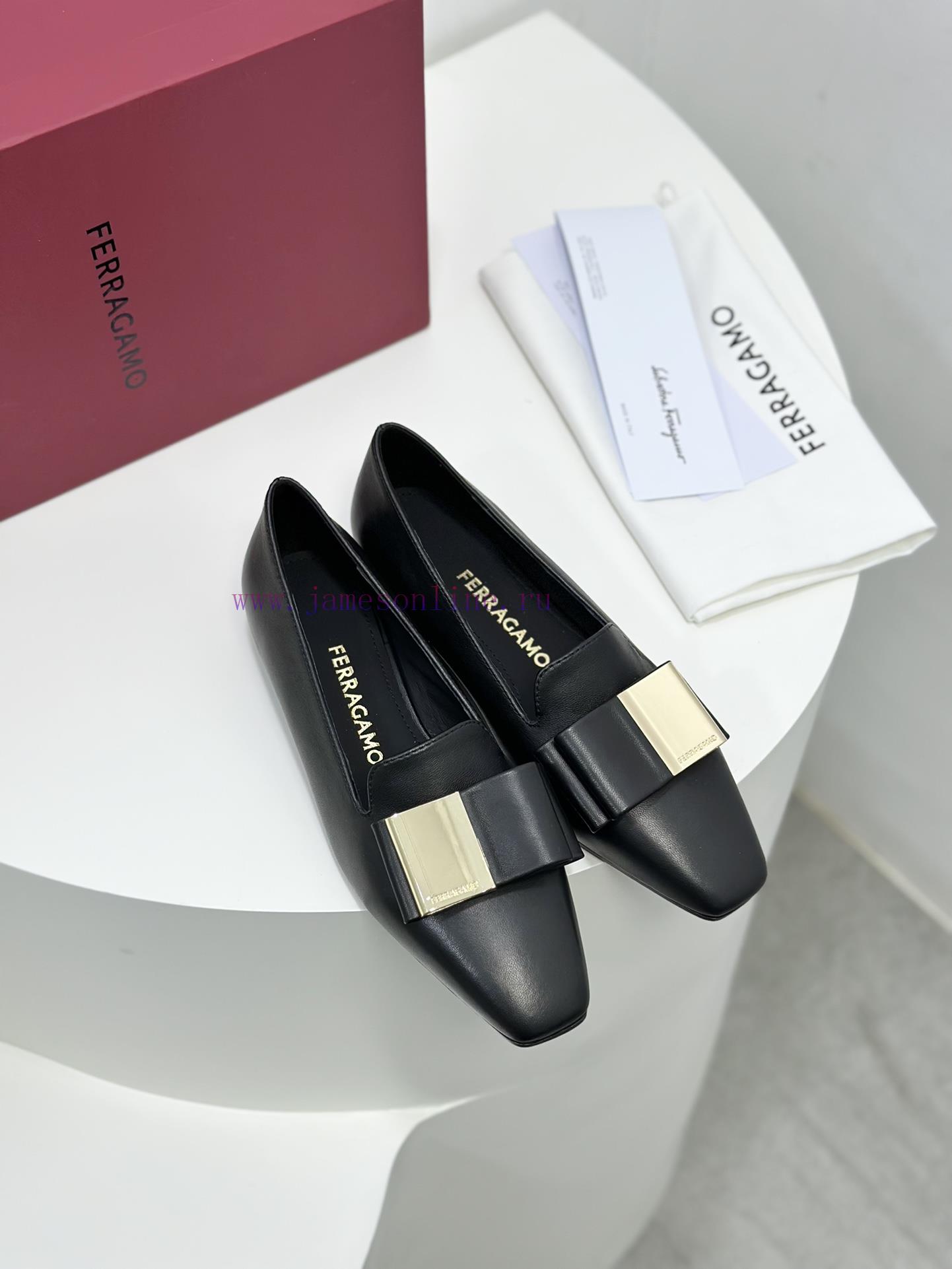 SF salvatore Ferraga * o ️ Ferra * Mu Shuang Butterfly Bow Cylindrical Thick Heel High Heel l63o45gz - Image 4