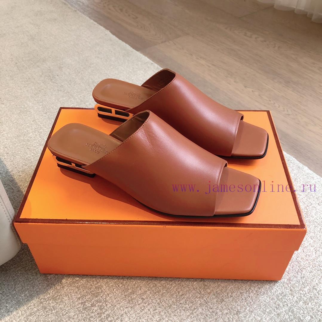 Hermes... 2.5cm flat bottomed slippers2024 New Products+Explosive SeriesGenuine leather out58rt77wg - Image 2