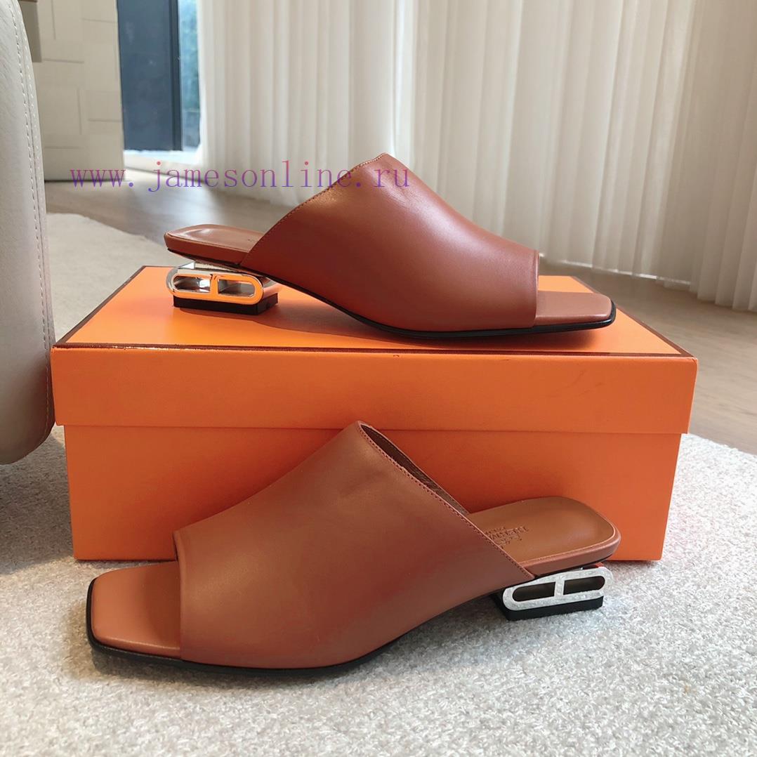 Hermes... 2.5cm flat bottomed slippers2024 New Products+Explosive SeriesGenuine leather out58rt77wg - Image 9