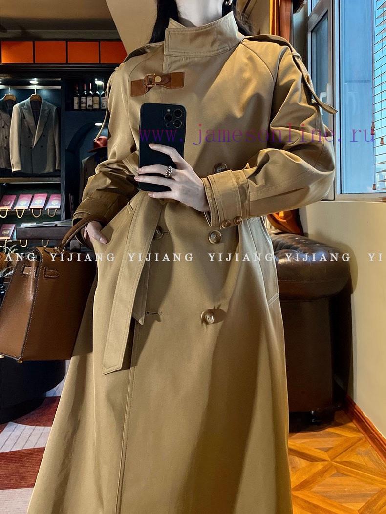 ️ "British temperament" khaki double breasted mid length windbreaker temperament big brand l iscjtym4 - Image 3