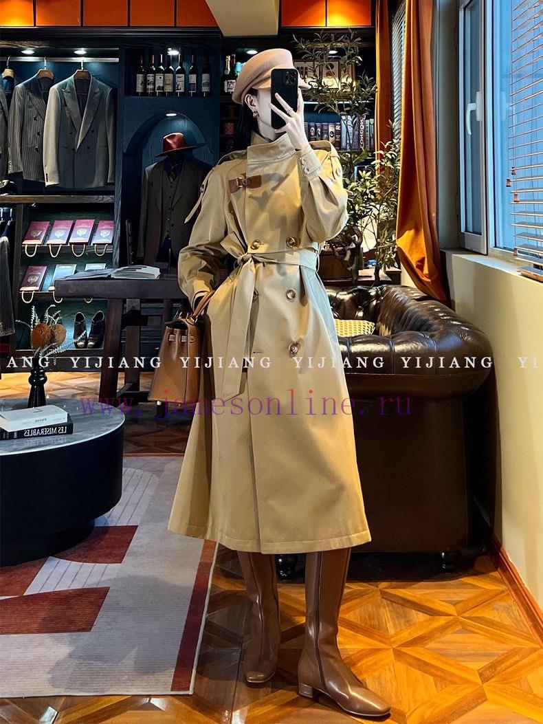 ️ "British temperament" khaki double breasted mid length windbreaker temperament big brand l iscjtym4 - Image 4