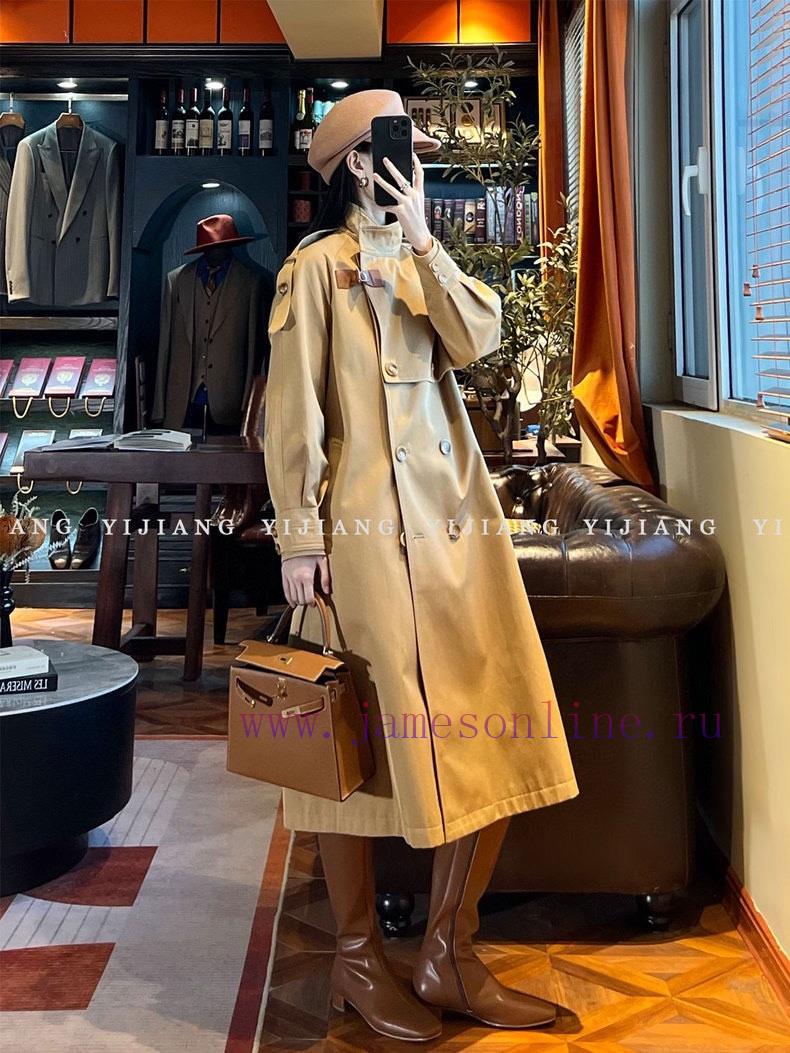 ️ "British temperament" khaki double breasted mid length windbreaker temperament big brand l iscjtym4 - Image 6
