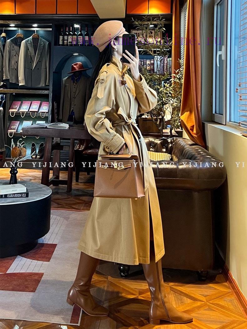 ️ "British temperament" khaki double breasted mid length windbreaker temperament big brand l iscjtym4 - Image 7
