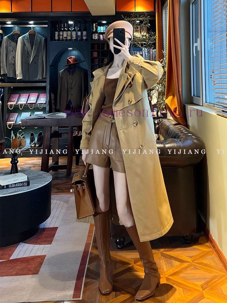 ️ "British temperament" khaki double breasted mid length windbreaker temperament big brand l iscjtym4 - Image 9