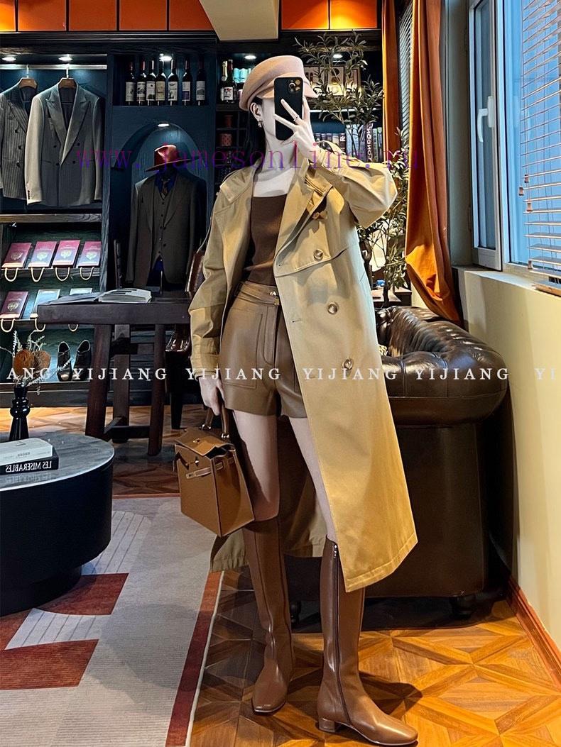 ️ "British temperament" khaki double breasted mid length windbreaker temperament big brand l iscjtym4 - Image 10