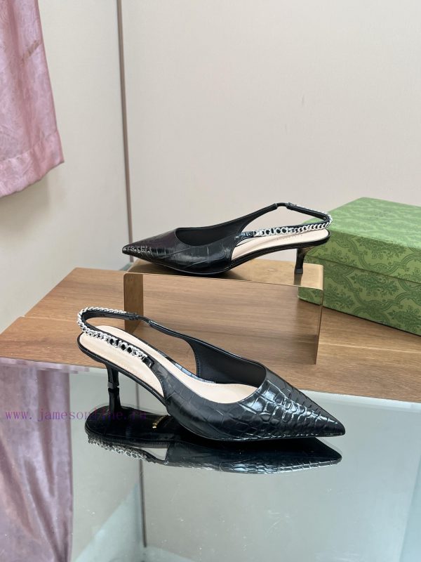 αχρι πεδίλων | 2024 Gucci New GUcc Letter Buckle L O G O Chain High-heeled Sandals Cat Heels ️️️Top Level Welc 0fb3ovnl | cut out μποτες