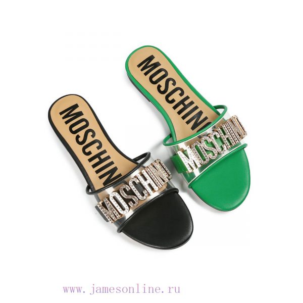 παπουτσια 361 | 2-36B Moschino 2024 New Diamond Buckle Flat Bottomed Mop Made Of Cowhide Fabric Colors Blue Bro x5c1isst | keepfred γαλοτσες