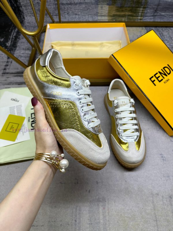 πεδιλα ψηλα κλειστα μπροστα | FENDI Flight Lace Up Sneakers Made Of Metallic Cowhide Fabric Featuring Different Types Of Cont axmq7sjb | μποτες με τα τακουνι