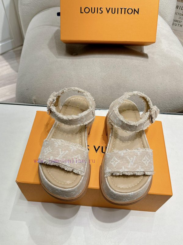 προστιμο για παντοφλες | Lujia Series Sandals Thick Bottom LOUIS VUITTON Louis Vuitton Latest Fashion Casual Half Slippe 1jejrfo8 | μποτακια μαυρα δετα με τακουνι