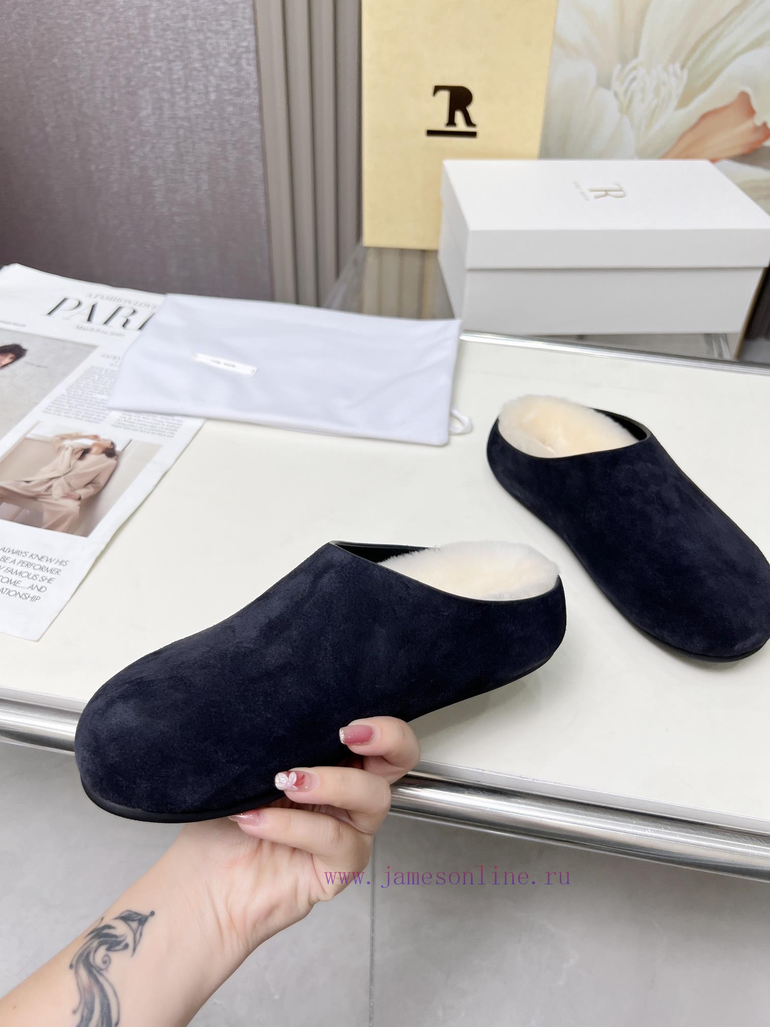 ανδρικα μποτακια chicago | High QualityThe Row 24ss Autumn/Winter New Retro Big Head Baotou Tow Boken Wool Tow. At First G 1e7f7l73 | πεδιλα martes - Image 4