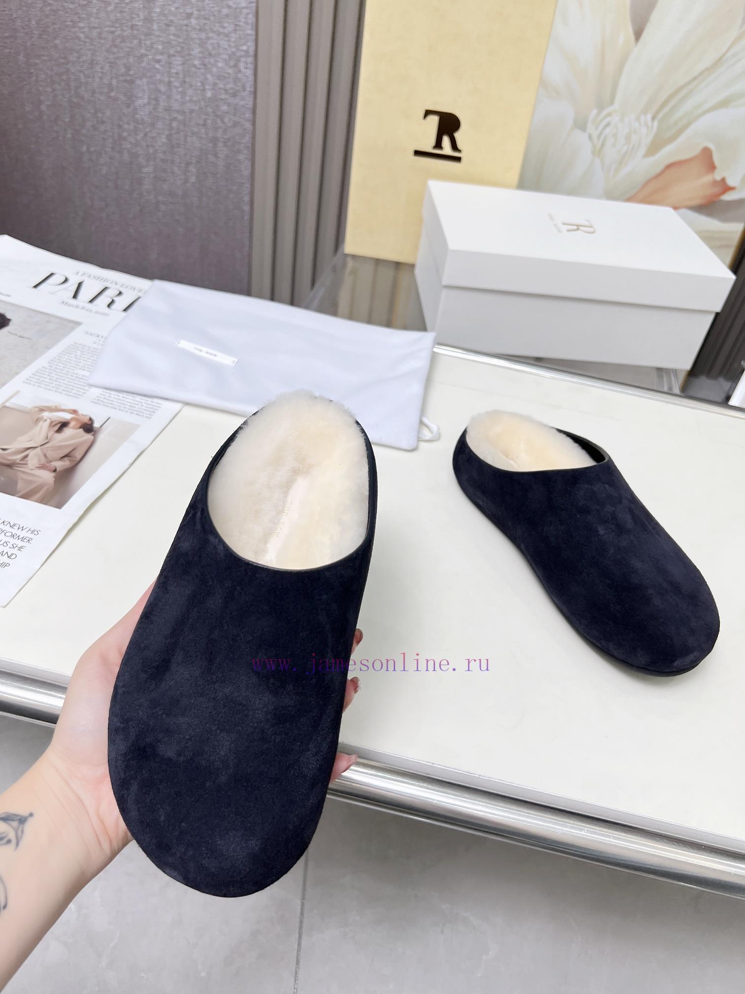 ανδρικα μποτακια chicago | High QualityThe Row 24ss Autumn/Winter New Retro Big Head Baotou Tow Boken Wool Tow. At First G 1e7f7l73 | πεδιλα martes - Image 8