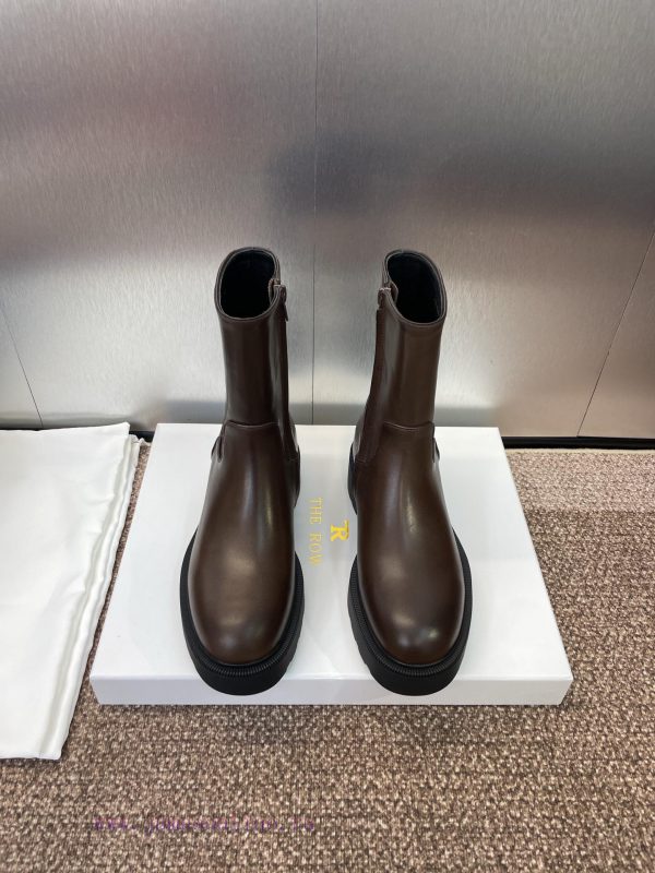 αφε πεδιλα mourtzi με τρουκς | The Row 2025 Autumn/Winter New Side Zipper Motorcycle Women's Short Boots Thick Bottom Low Heel btbw12t8 | παπουτσια γυναικεια ραγκατσα