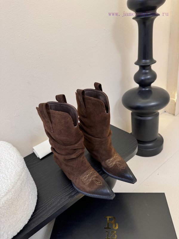 robinson μποτακι καφε φερμουαρ | R13 𝟐𝟓𝐀𝐖 New Product R13: This Western Style Boot Features A Retro Suede Pleated Design That Is pli67m9o | απολυμαντης μποτες παραγωγησ