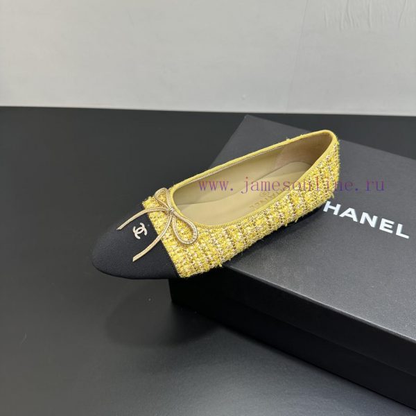 εφαγε παντόφλα | Chanel Coco Chanel Sheepskin Bow Flat Color Blocked Ballet Shoes Splicing Single Shoes Classic iqqk0osm | παπουτσια celestino