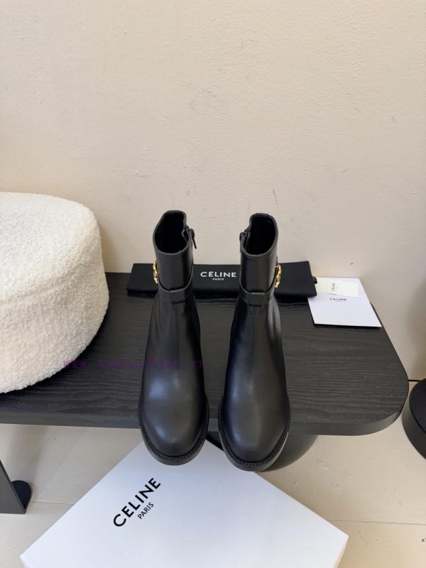 ασπρα πεδιλα σκρουτζ | Celine's Autumn/Winter Retro Triumphal Arch Coarse Heeled Short BootsThere Are So Many Beautifu se2msjde | σανδάλια πέδιλα γυναικεία