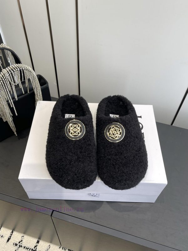 εψιλον μποτακια | LOEWE Loewe 25ss Autumn New Edition Woolen Slippers Easy Triple Petal Head Full Leather Wrapped h355wv1x | παπουτσια loafers γυναικεια