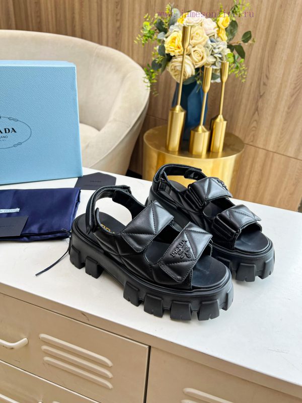 πεδιλα με πετρες επωνυμα | PRADA Spring/Summer Fashion Show New Sandals Collection Classic Thick Bottom Sandals Fabric Mix 56crowm6 | emanuel μποτες