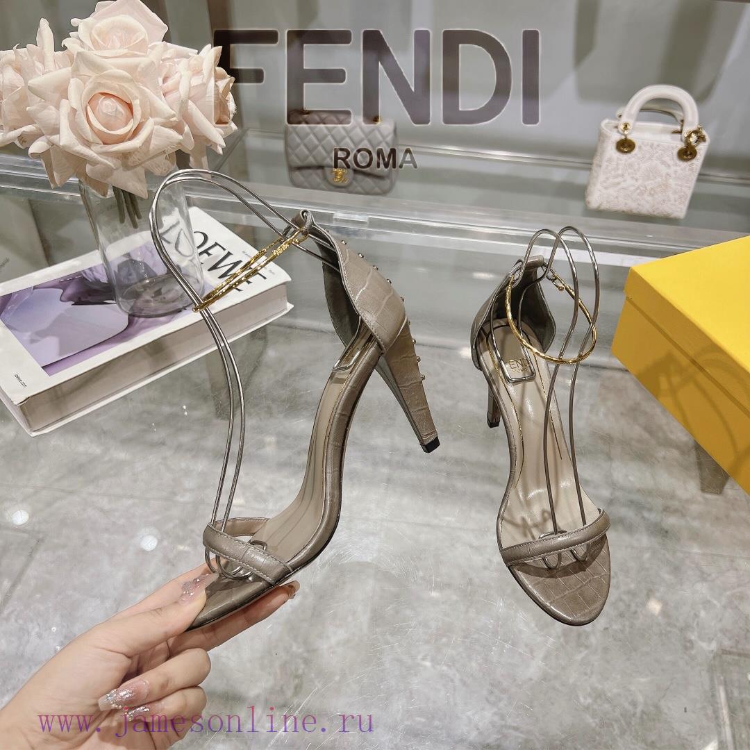 καλογηρου μποτες ψηλες | ② ⓪②④ 𝙁𝙀𝙉𝘿𝙄 | Fendi FENDI Filo Strap Stone Pattern Leather High Heels Sandals〰 〰 〰 〰 Genuine e3if5jsg | galaxy παπουτσια θεσσαλονικη - Image 4