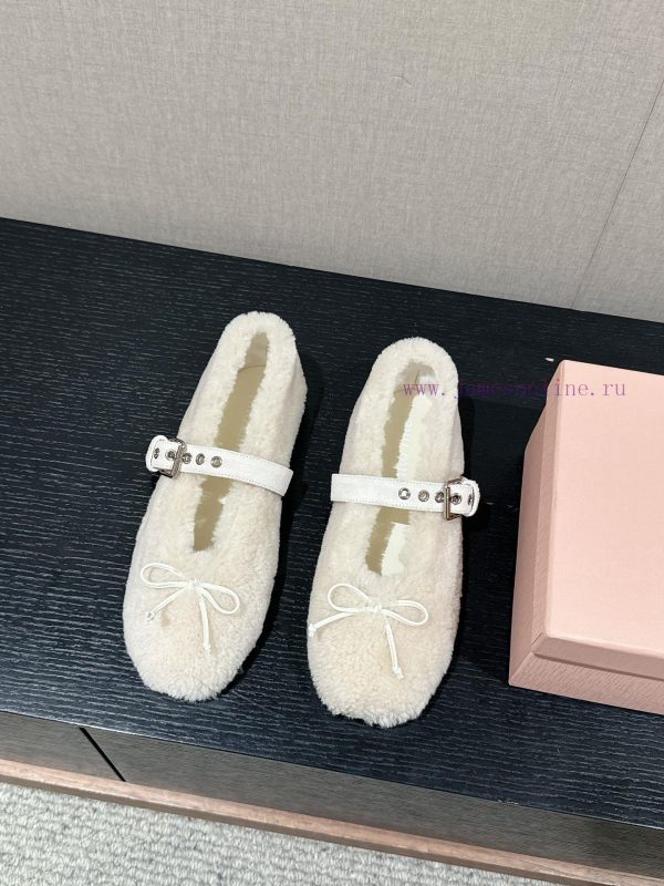 πεδιλα για γγαμο | Top Qualitymiumiu Ss24new Arrival～Miu Miu 2024 Autumn/Winter New Hairy ShoesThe Creamy Ballet S kb8j107s | πεδιλα εστιλ