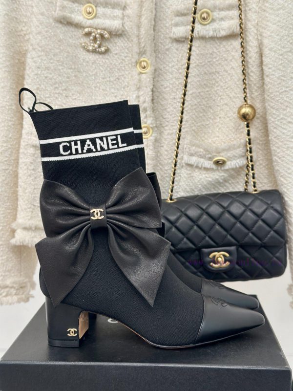 πεδιλα γυναικεια για βαπτιση | Chanel | Chanel 24B Autumn/Winter New High Heels Bow Socks BootsThis Season's Rocket Goddess Mu 6e196xvk | ζαρα παπουτσια γυναικεια εκπτωσεισ