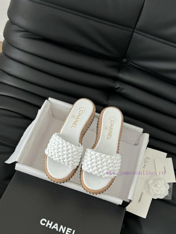 ζώγράφόύ μάγάζίά μέ παντοφλες | Chanel 25P New Woven Slippers And Sandals SeriesNewly Woven FabricKnitted Shoe Upper With Origi c977irum | πεδιλα αξελ προσφορες