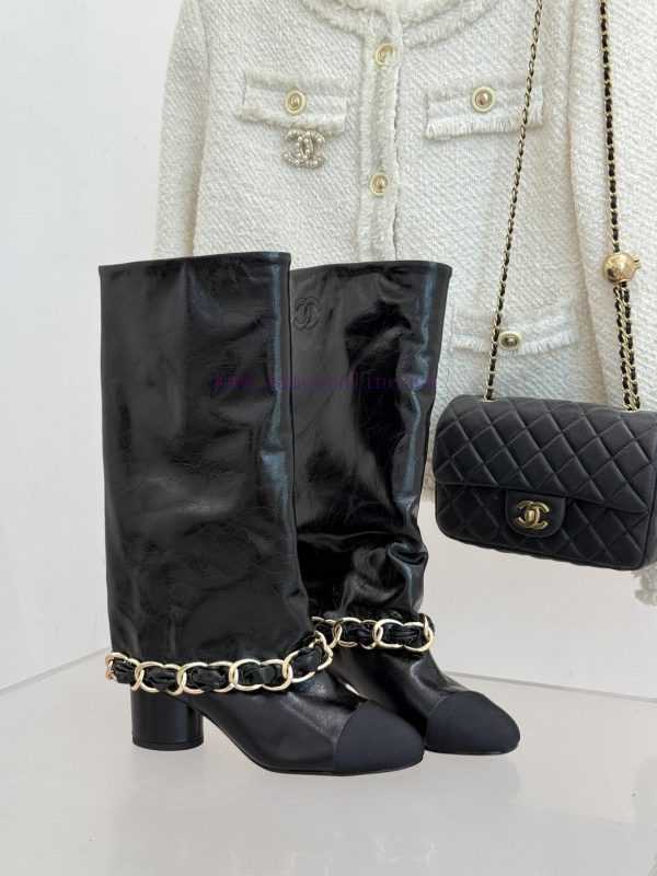 lifestyle παπουτσια γυναικεια | Chanel | Chanel 25k Autumn/Winter New Product Large Chain Color MatchThick Heeled Pants BootsIc mij2ee2a | παπουτσια θεσσαλονικη κεντρο