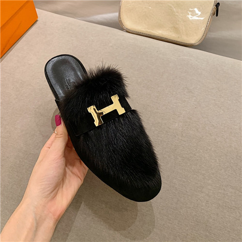 hermes sheepskin mink loafers - Image 5