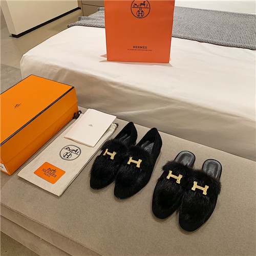 hermes sheepskin mink loafers - Image 6
