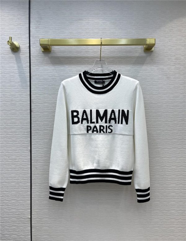 balmain crew neck knitted sweater
