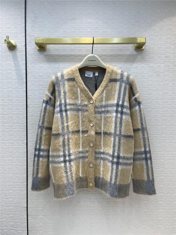 Burberry mohair wool V-neck cardigan