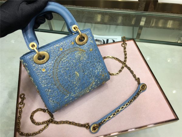 lady dior mini embroidery moon bag blue - Image 2