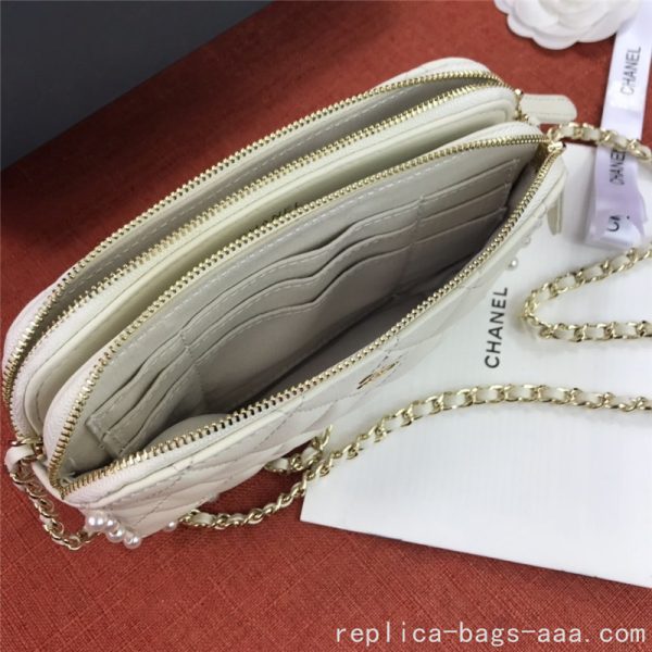 Spring 2020 chain pearl bag leather cowhide rhombus one shoulder Chanel chain bag - Image 4