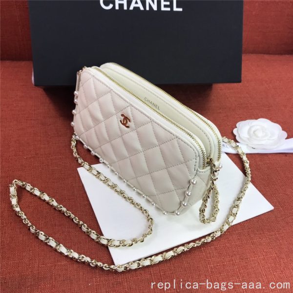 Spring 2020 chain pearl bag leather cowhide rhombus one shoulder Chanel chain bag - Image 6