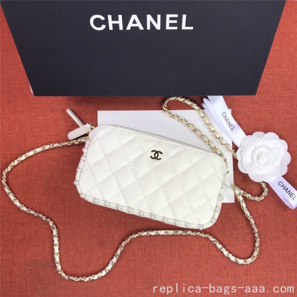 Spring 2020 chain pearl bag leather cowhide rhombus one shoulder Chanel chain bag - Image 7